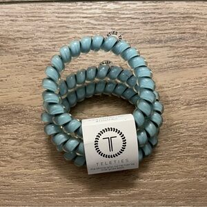 TELETIES Light Blue Spiral No-Slip Hair Tie Set - 3 Pack - Robin’s Egg - Large